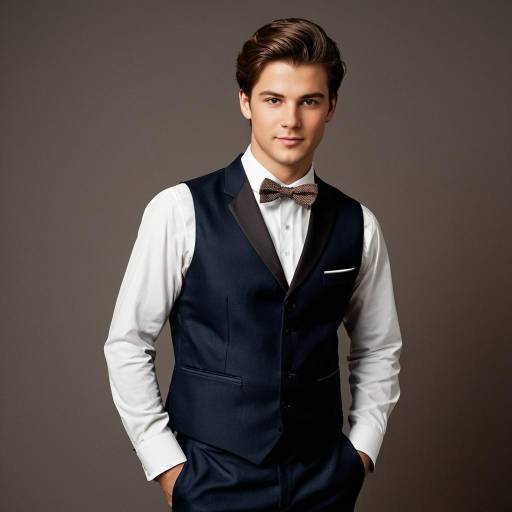 Young Man in Formal Suit with Bow Tie
