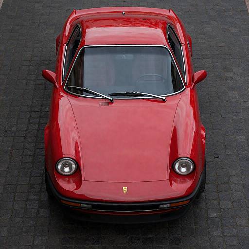 Top Down Red Classic Car Photo