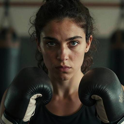 Stoic Egyptian Female Boxer Close-Up