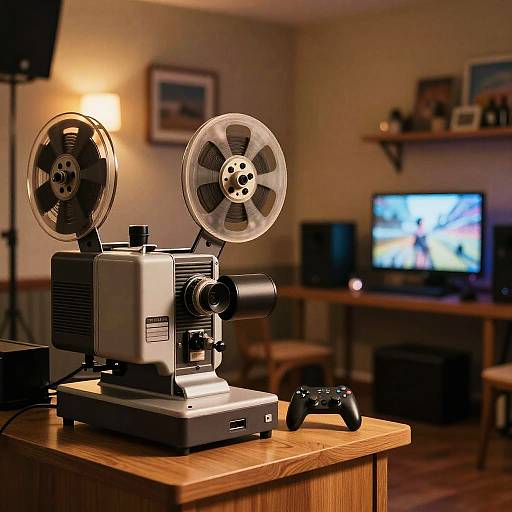 Cozy Retro-Futuristic Film & Gaming Room