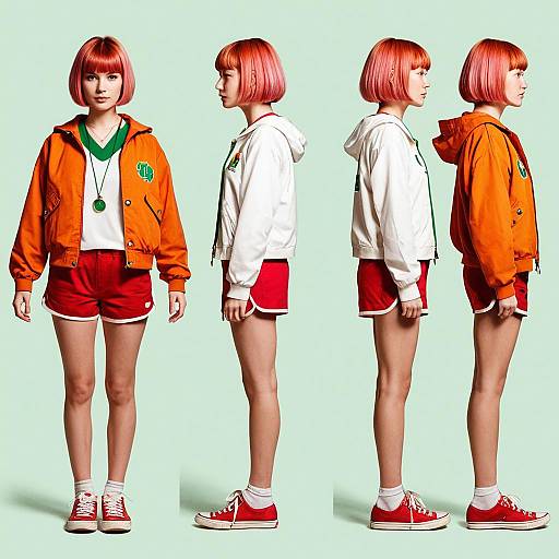 Dynamic Cartoon Girl Character Sheet