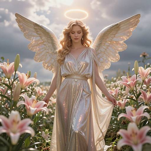 Angel in Celestial Lily Garden