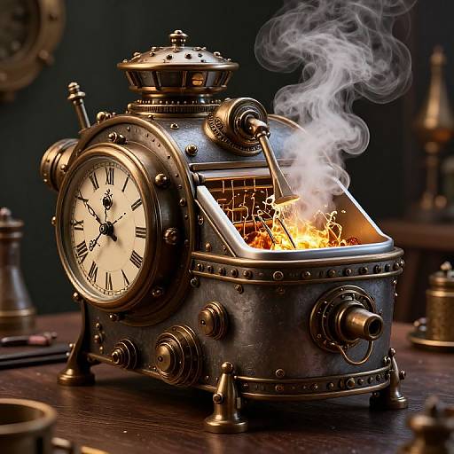 Steampunk Deep Fryer with Clock