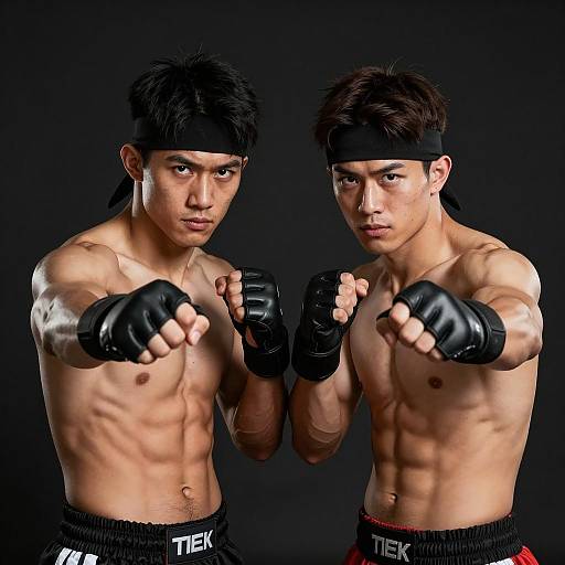 Intense Showdown of Muscular Fighters