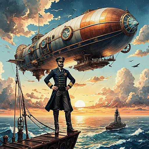 Steampunk Airship Captain by Sunset Ocean