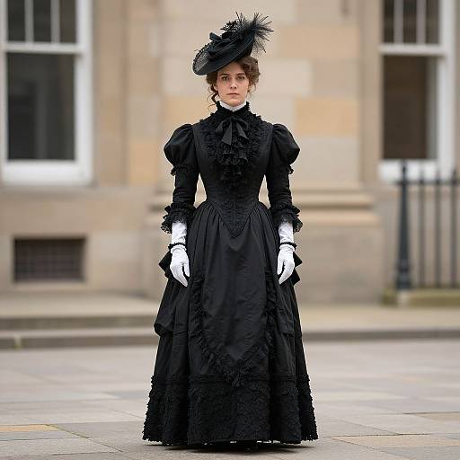 Victorian Woman in Black Dress