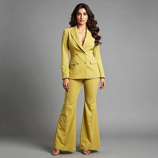Flared Mustard Suit with Yellow Dress