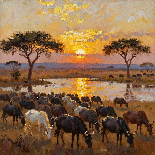 Impressionistic Serengeti Wildlife Painting