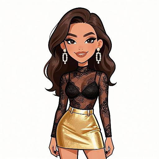 Glam Rock Woman in Gold Mini Skirt