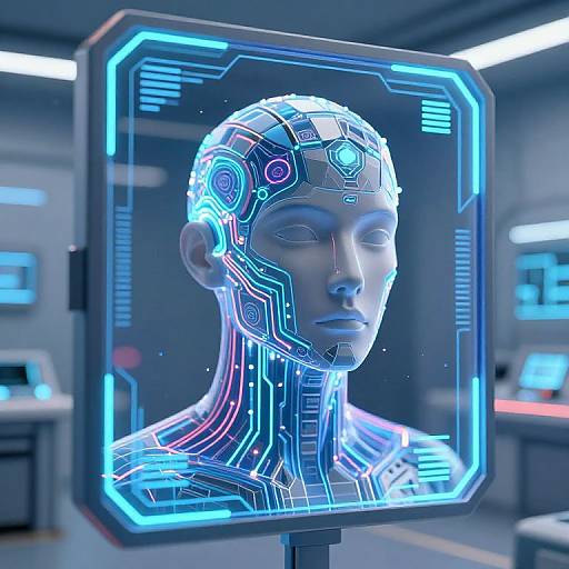 Digital Avatar in Futuristic Mirror