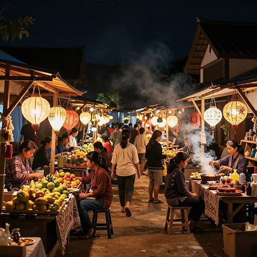 Cozy Night Market in Village