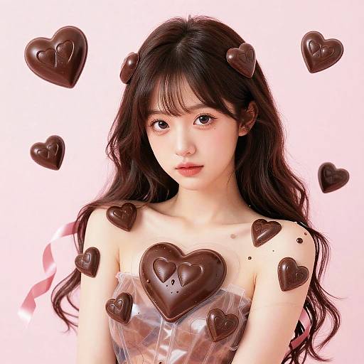 Valentine's Chocolate Girl Illustration