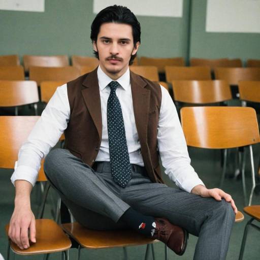 Young Man Sitting in Classroom