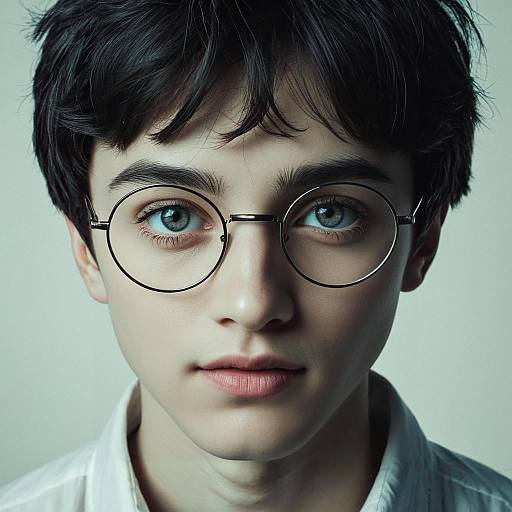 Portrait of Teen Boy with Round Glasses