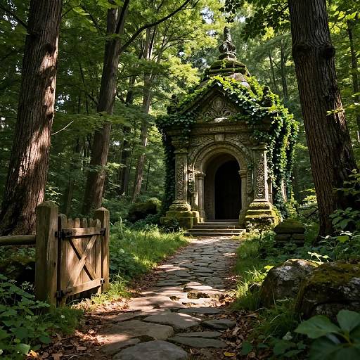 Mystical Forest Shrine in Summer
