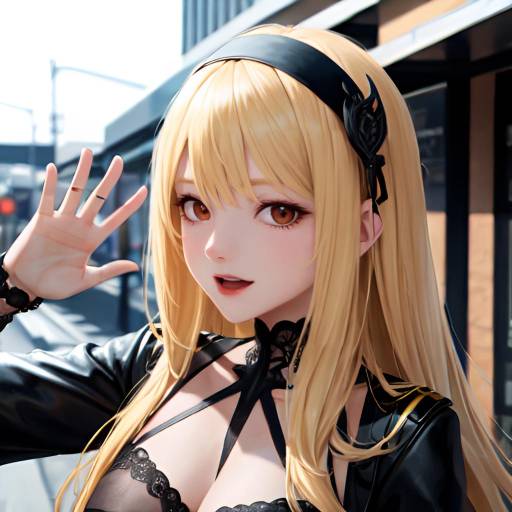 Dynamic Misa Amane Portrait in Gothic Style