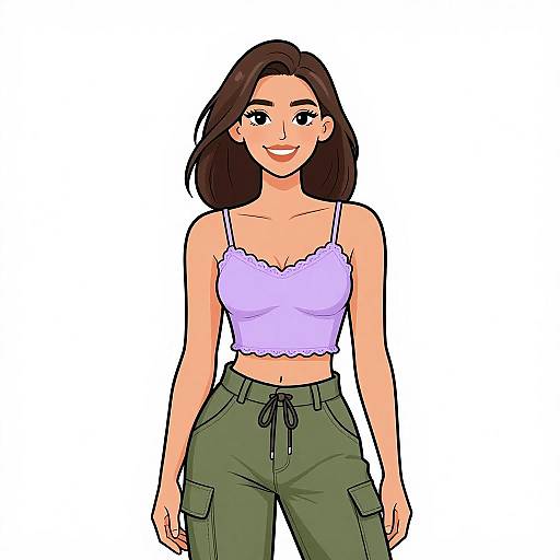Smiling Woman in Lilac Crop Top