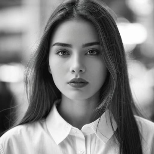 Black and White Portrait of Young Woman
