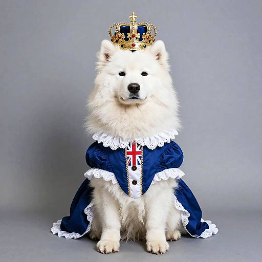 Samoyed Dog in Royal British Costume