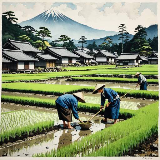 Surreal Tattoo Landscape of Japanese Farming