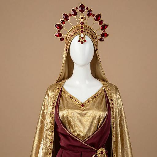 Mannequin in Ornate Gold and Maroon
