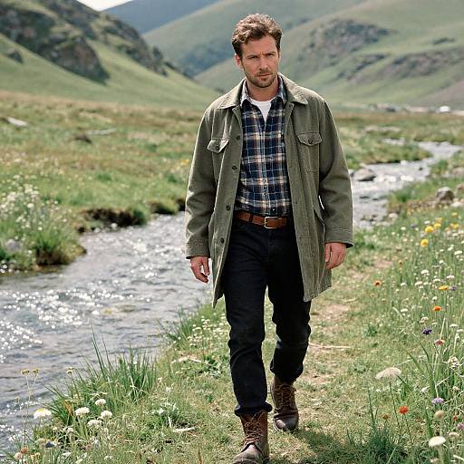 Man in Plaid Shirt Wandering Valleys