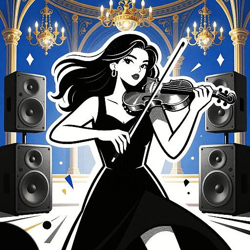 Confident Violinist in Art Deco Concert