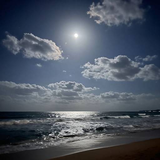 Luminous Moonlight Over Serene Beach