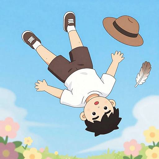 Surprised Cartoon Boy in Free Fall