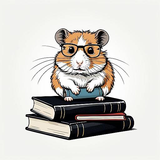 Hamster with Glasses on Books