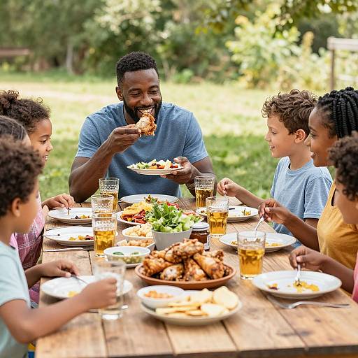 Joyful Family Picnic with Chicken