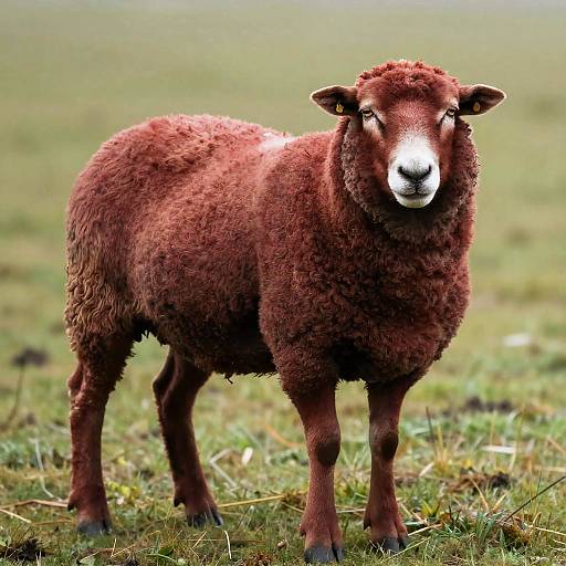 Realistic Sheep with Dense Maroon Fleece
