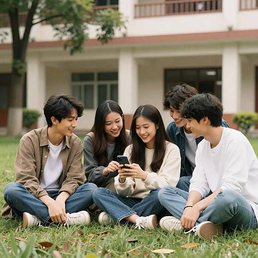 Young Friends Relaxing Outdoors, Candid Moment