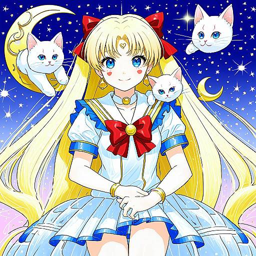 Illustration of Artemis (sailor moon), bishoujo senshi sailor moon in the style of Ponsuke (pon00000)