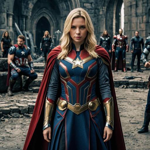Woman in Avengers-inspired Armor Dress and Cape