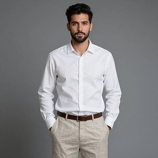 Realistic Man in Linen Pants Outfit