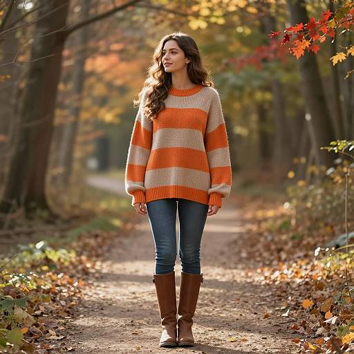 Autumn Serenity: Young Woman in Sweater