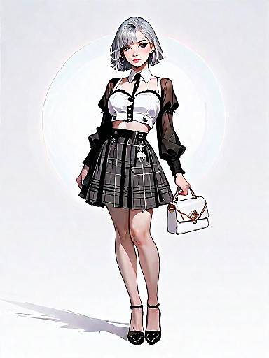 Stylish Woman in Preppy Fashion Shoot