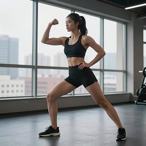 Athletic Woman Workout Pose in Urban Gym