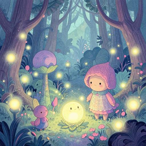 Surreal Forest with Whimsical Characters
