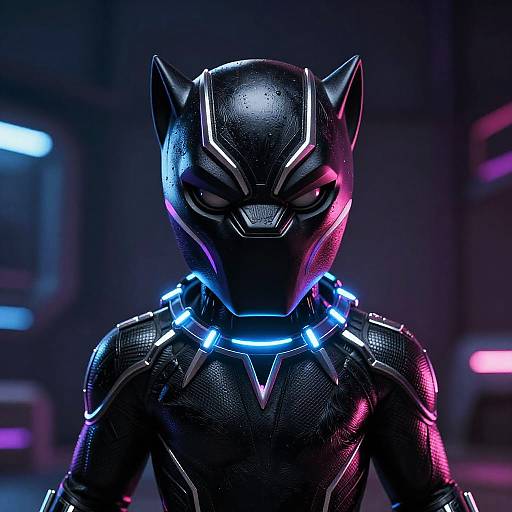 Cyberpunk Neon Black Panther Cub