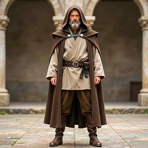 Older Man in Jedi-Inspired Medieval Costume