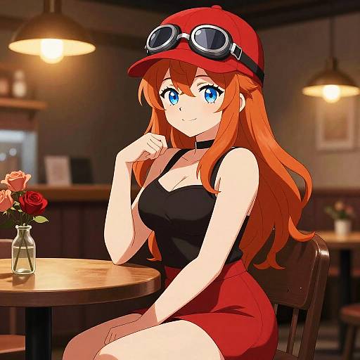 Cozy Cafe Redhead Anime Portrait