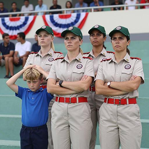 Stadium Scene with Diverse Group of Friends