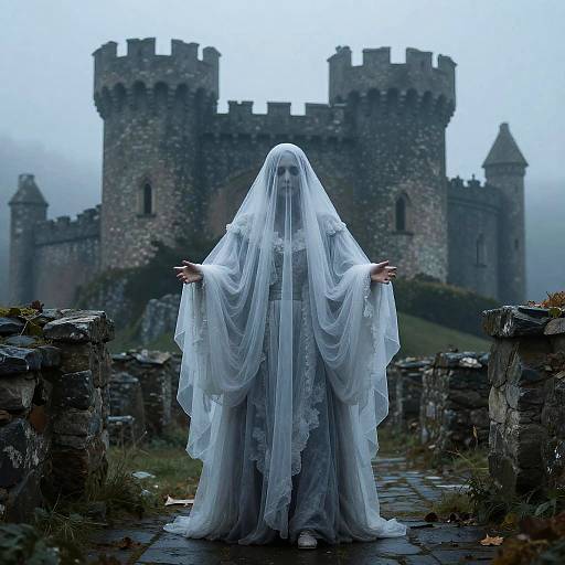 Ghostly Minstrel in Misty Ruins