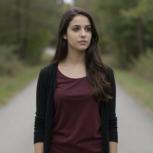 Young Woman on Forest Gravel Path