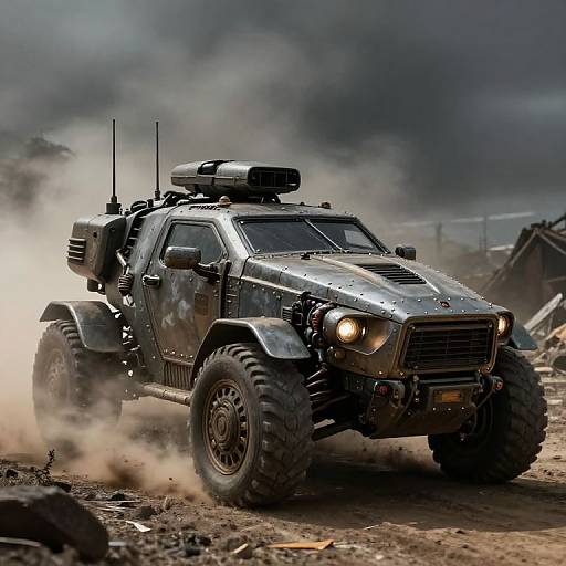 Dieselpunk Armored Vehicle in Wasteland
