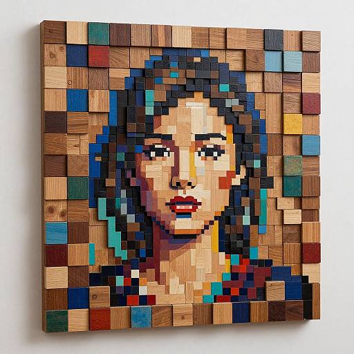 3D Reclaimed Wood Pixel Portrait