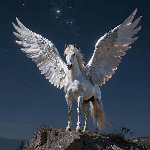 Angel Winged Horse on Cliff