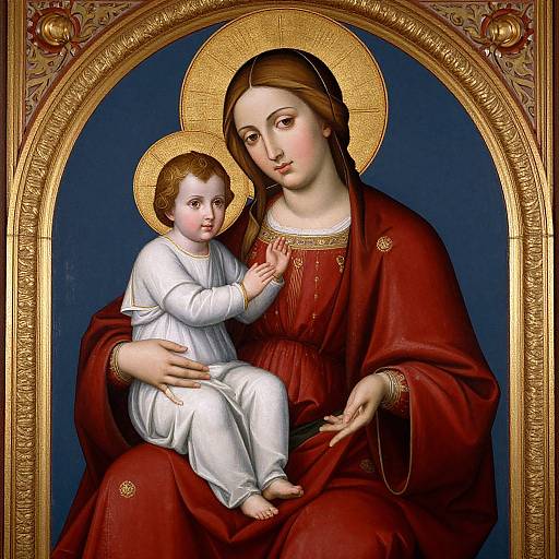 Vibrant Madonna and Christ Child Icon